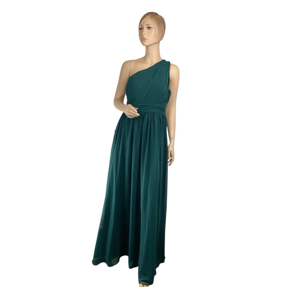 Azazie Charlize Stretch‎ A-Line One Shoulder Mesh Floor-Length Dress
